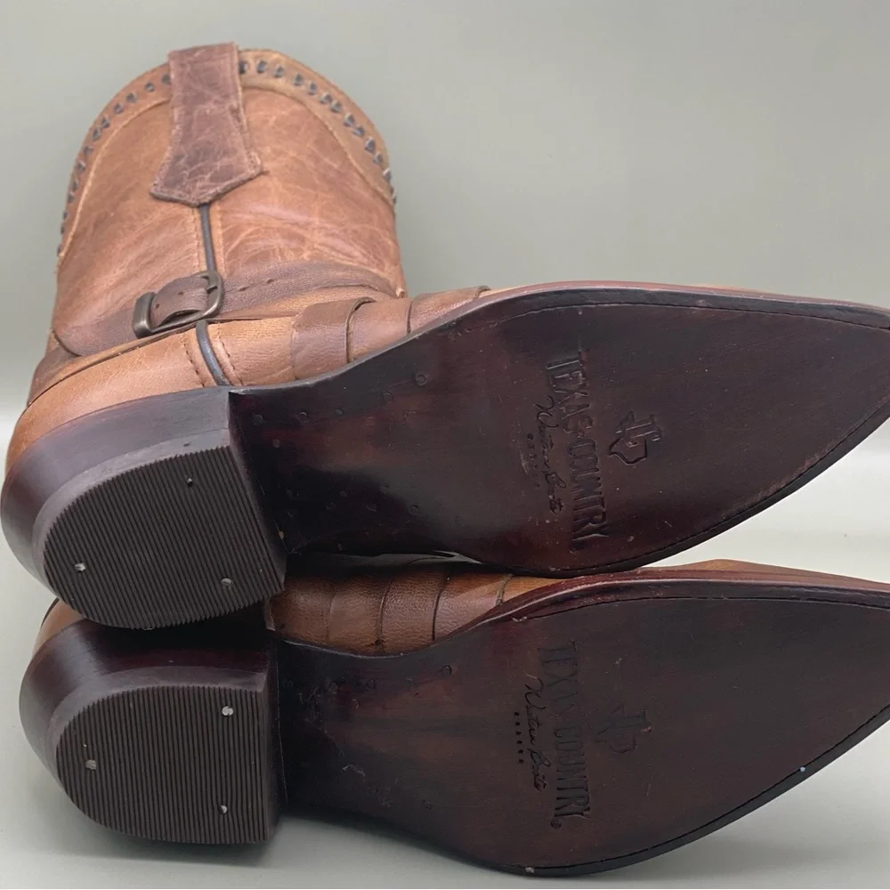 Texas Country Women’s Brown Leather Western Cowboy Boots Pointed Toe Size 7 - Picture 4 of 16